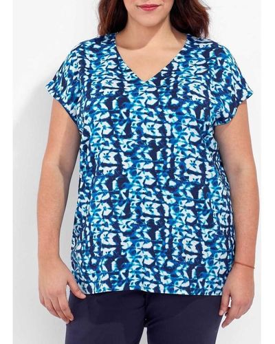 La Fiancee Du Mekong T-shirt Blouse sans manches imprimée HENA - Bleu