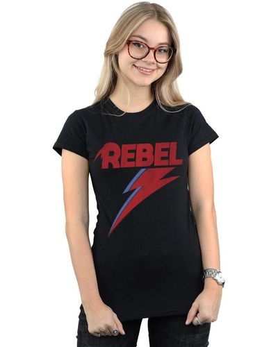 David Bowie T-shirt Distressed Rebel - Noir