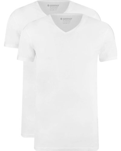 Garage T-shirt T-Shirts Basiques Col-V Lot de 2 Bio Blanc