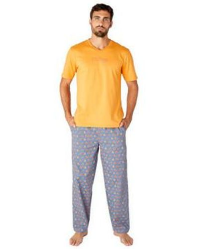 Achile Pyjamas / Chemises de nuit Pyjama manches courtes et pantalon CHILLING - Bleu