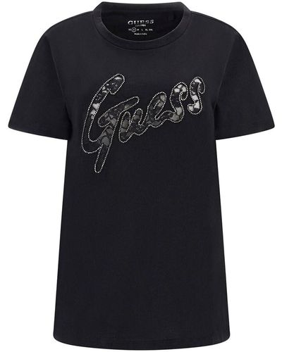 Guess T-shirt LACE LOGO EASY W4RI25 K9RM1 - Noir