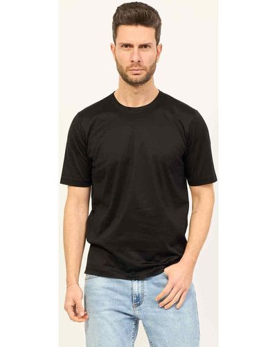Gran Sasso T-shirt T-shirt ras du cou en fil d'Écosse - Noir