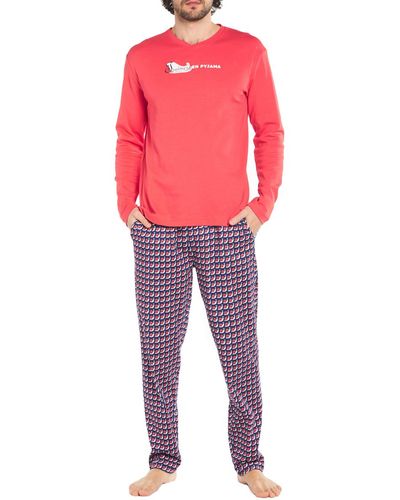 Arthur Pyjamas / Chemises de nuit Pyjama coton long - Rouge