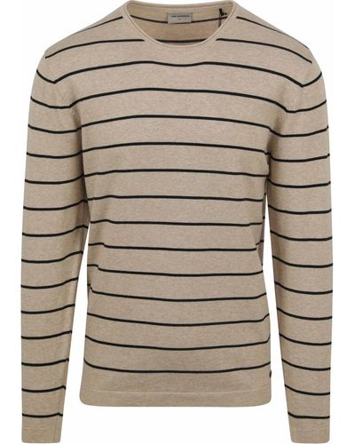 No Excess Sweat-shirt Pull Rayures Beige - Gris