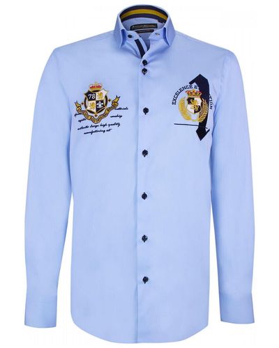 Emporio Balzani Chemise chemise cintree a broderies uno bleu