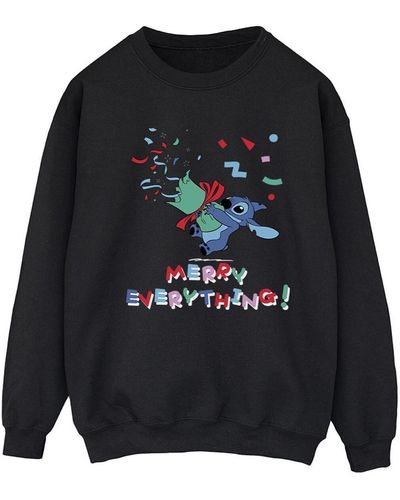 Disney Sweat-shirt Lilo And Stitch Stitch Merry Everything - Noir
