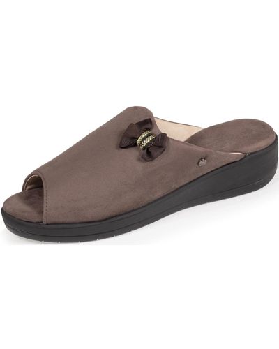 Isotoner Chaussons Chaussons mules ouvertes nœud - Marron