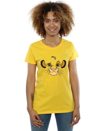 Disney T-shirt The Lion King Simba Face - Jaune