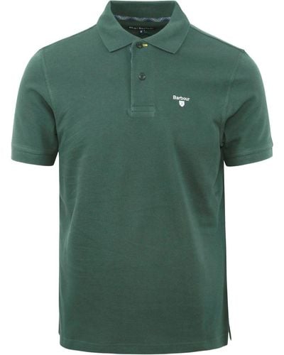 Barbour T-shirt Polo Tartan Piqué Vert Foncé
