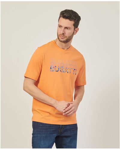 Bugatti T-shirt T-shirt col rond avec logo 3D - Orange