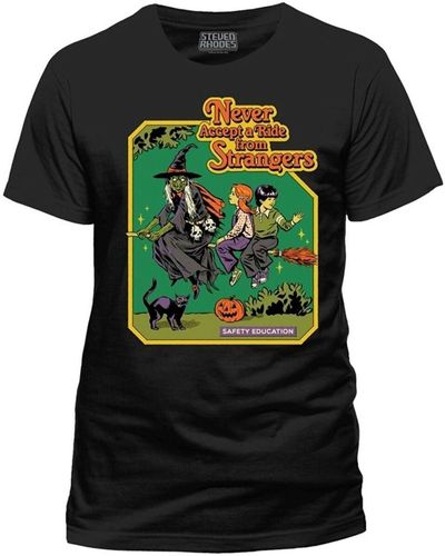 Steven Rhodes T-shirt Never Accept A Ride From Strangers - Noir
