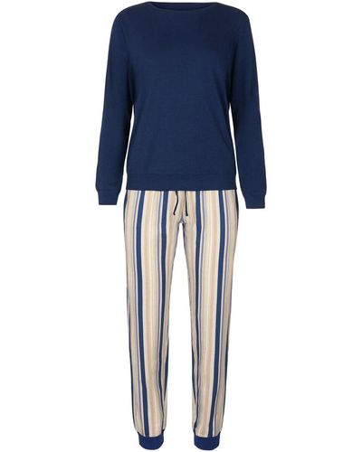 Lisca Pyjamas / Chemises de nuit Pyjama tenue d'intérieur pantalon resserré top manches - Bleu