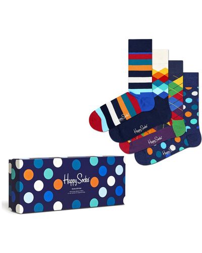 Happy Socks Chaussettes Multi Color 4-Pack Gift Box - Bleu