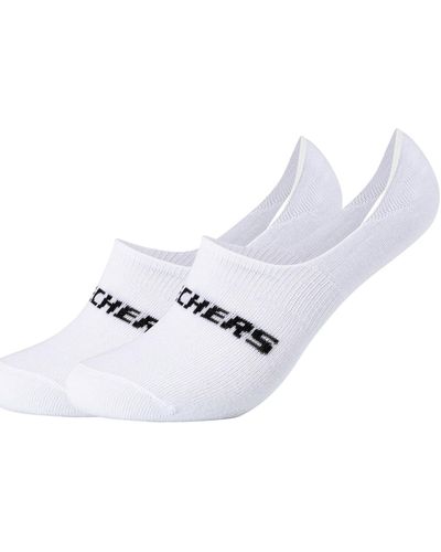 Skechers Socquettes 2PPK Mesh Ventilation Footies Socks - Blanc