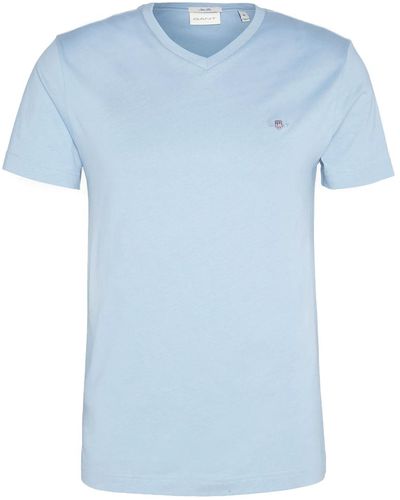 GANT T-shirt Slim Shield V-Neck Tee - Bleu