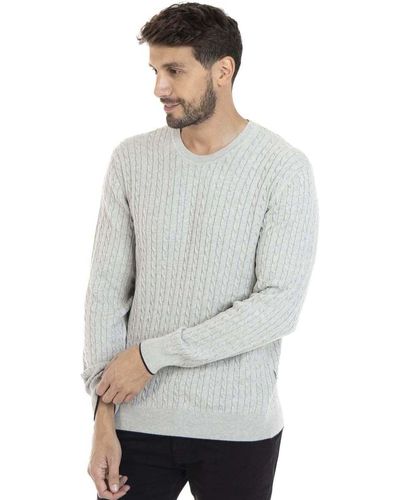 Gentleman Farmer Pull manches longues col rond coton LEO Pull - Gris