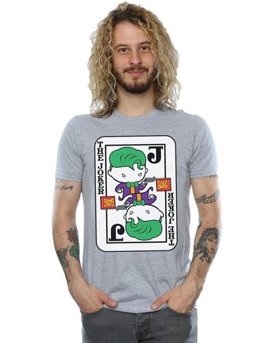 Dc Comics T-shirt Chibi Joker Playing Card - Gris