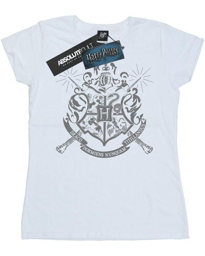 Harry Potter T-shirt Hogwarts Badge Wands - Bleu