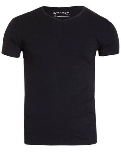 Garage T-shirt T-shirt Stretch Basique Col-V Noir
