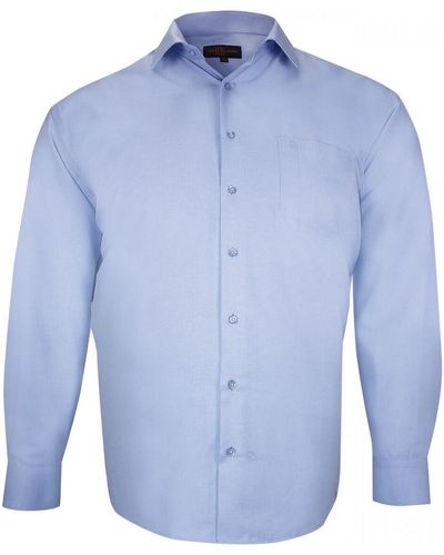 Doublissimo Chemise chemise forte taille tissus chevron spinadi bleu