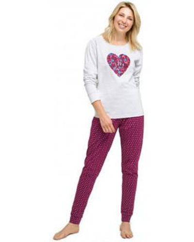 Kindy Pyjamas / Chemises de nuit Pyjama long motif coeur fleuri - Violet