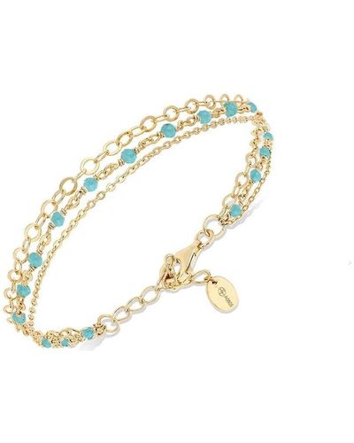 Orusbijoux Bracelets Bracelet Argent Doré Triple Chaine Petite Perles Turquoise - Métallisé