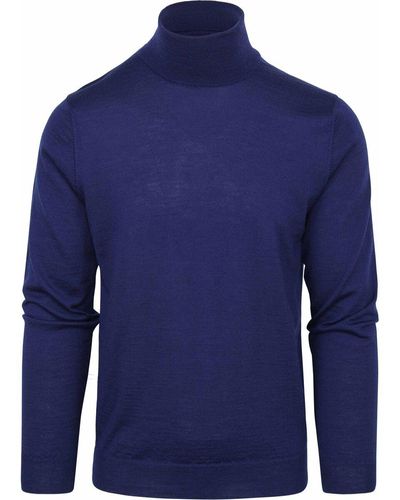 Suitable Sweat-shirt Pull Col Roulé Merino Bleu Royal