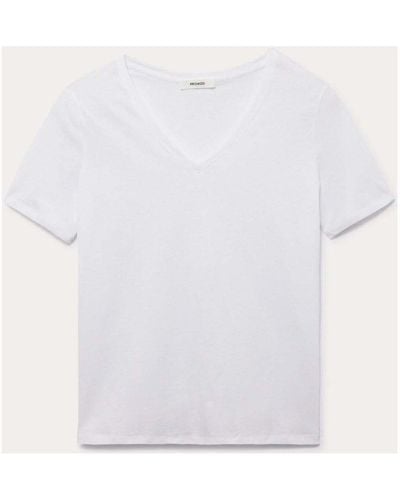 Promod Blouses T-shirt uni col V éco-conçu - Blanc