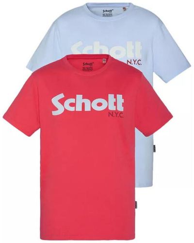Schott Nyc T-shirt Pack de 2 ras du cou - Rouge