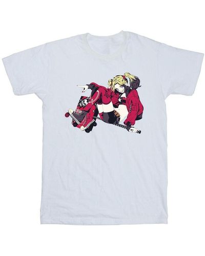 Dc Comics T-shirt Harley Quinn Rollerskates - Blanc