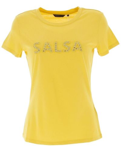 Salsa Jeans T-shirt Sequin logo detail t-shirt - Jaune