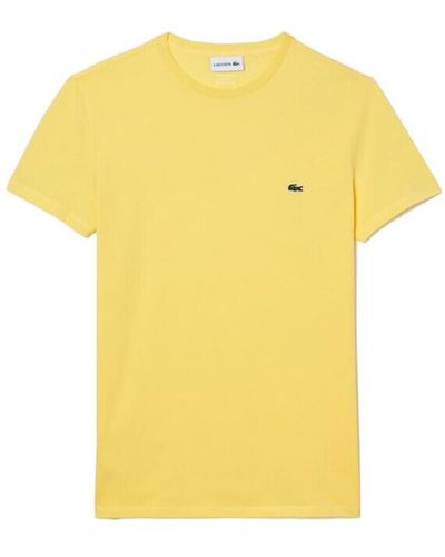 Lacoste T-shirt T-SHIRT COL ROND EN JERSEY DE COTON PIMA UNI JAUNE