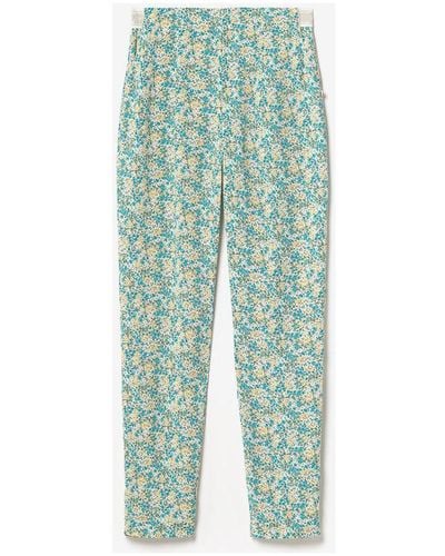 Le Temps Des Cerises Pantalon Pantalon rani à motif fleuri vert et bleu