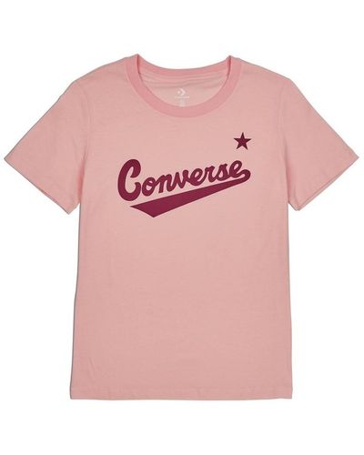 Converse T-shirt Scripted Wordmark Tee - Rose