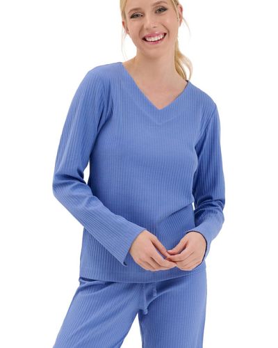 Lisca Pyjamas / Chemises de nuit Haut pyjama top col V manches longues Lucky Cheek - Bleu