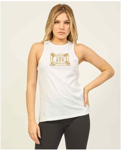 Yes-Zee T-shirt T-shirt sans manches avec applications - Blanc