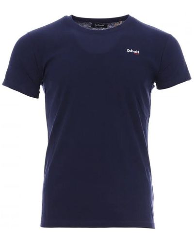 Schott Nyc T-shirt TSCREW.EMB - Bleu