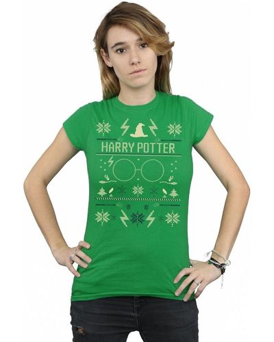 Harry Potter T-shirt Christmas Pattern - Vert