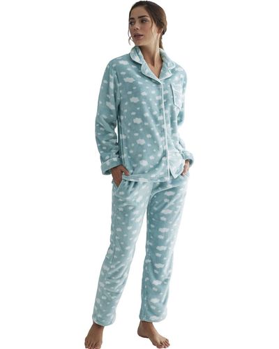 Selmark Pyjamas / Chemises de nuit Pyjama pantalon chemise manches longues Polar Joven - Bleu