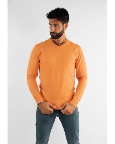 Hollyghost Pull Pull orange touch touch cashemere avec col V