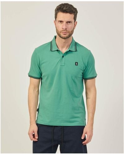 Refrigue T-shirt Polo avec logo et rayures contrastés - Vert