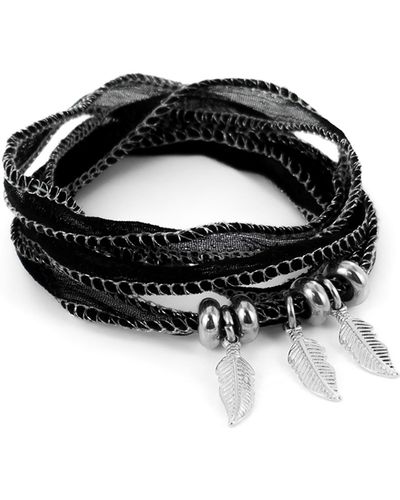 Brillaxis Bracelets Pendentif plume - Noir