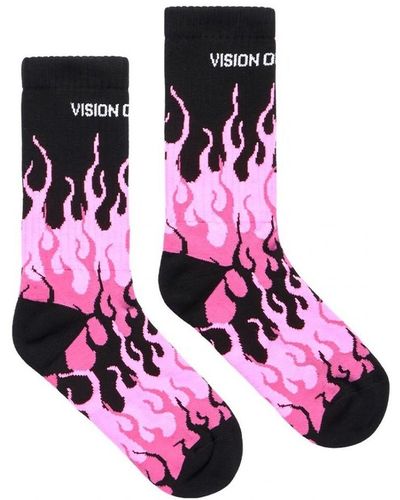 Vision Of Super Chaussettes Chaussettes Flammes Roses