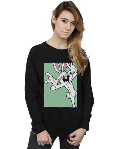 Dessins Animés Sweat-shirt Bugs Bunny Funny Face - Vert