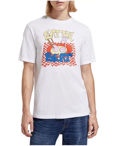 Scotch & Soda T-shirt - REGULAR FIT CHEST ARTWORK T-SHIRT - Blanc