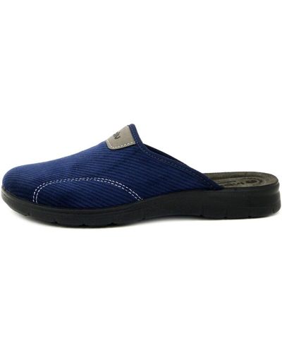 Inblu Chaussons Chaussures, Mule, Textile, Semelle Cuir-BG51 - Bleu