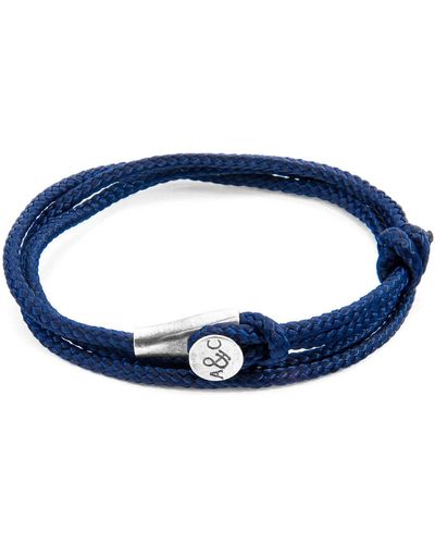 Anchor and Crew Bracelets Bracelet Dundee Argent Et Corde - Bleu