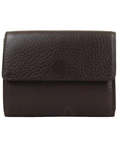 Fuchsia Porte-monnaie Porte monnaie cuir grainé F6177- Marron - Noir