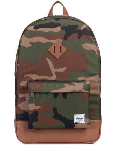 Herschel Supply Co. Sac a dos Heritage Woodland Camo/Tan Synthetic Leather - Vert