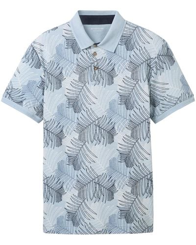 Tom Tailor T-shirt Polo coton fleuri droit - Bleu